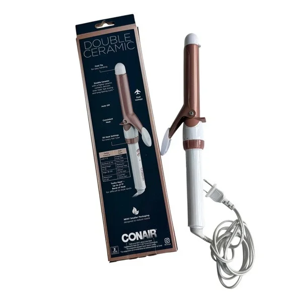 NEW Conair Double Ceramic 1 Inch Barrel Curling Iron Classic Curls Fast Heat Up - Picture 2 of 3